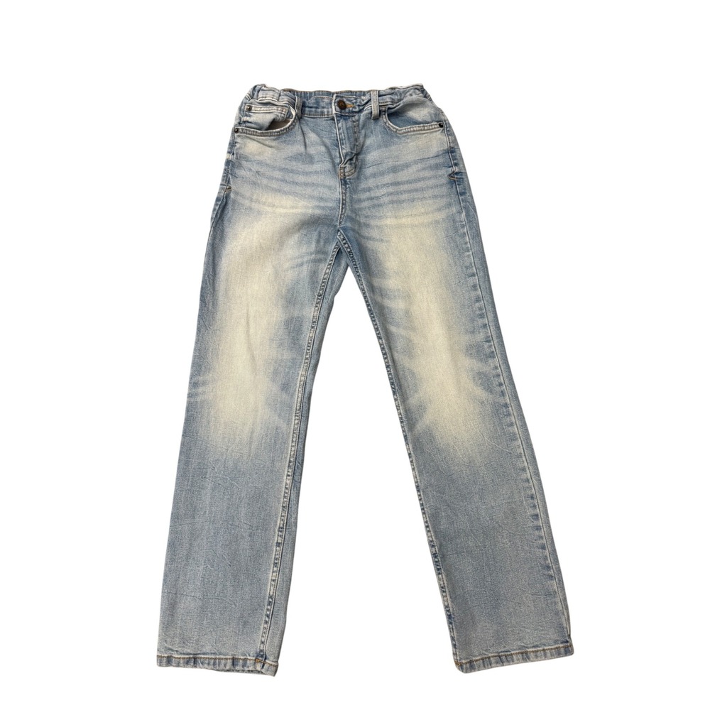 Cat & Jack Boys Straight Stretch Jeans Light Wash Blue Size 14 Adjustable Waist